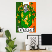 O'Keefe Coat of Arms Irish Flag Print Poster (Heimbüro)