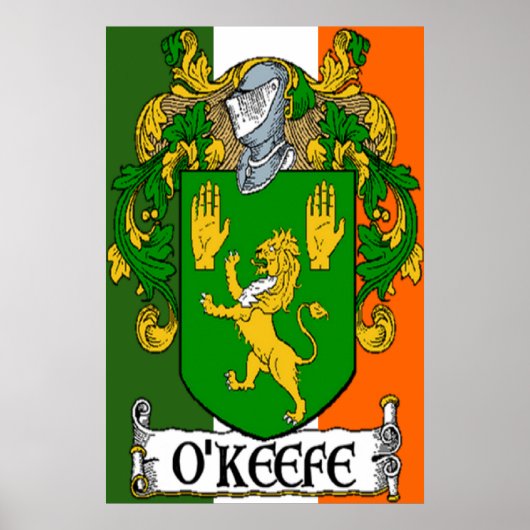 O'Keefe Coat of Arms Irish Flag Print Poster (Vorne)