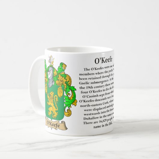 O'Keefe-Familien-Wappen Kaffeetasse (Vorderseite Links)