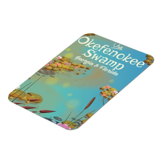 Okefenokee Swamp Cartoon Reiseplakat Magnet (Linke Seite)