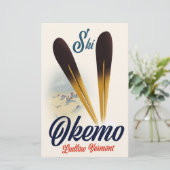 Okemo Ludlow Vermont Skiposter Briefpapier (Stehend Vorderseite)