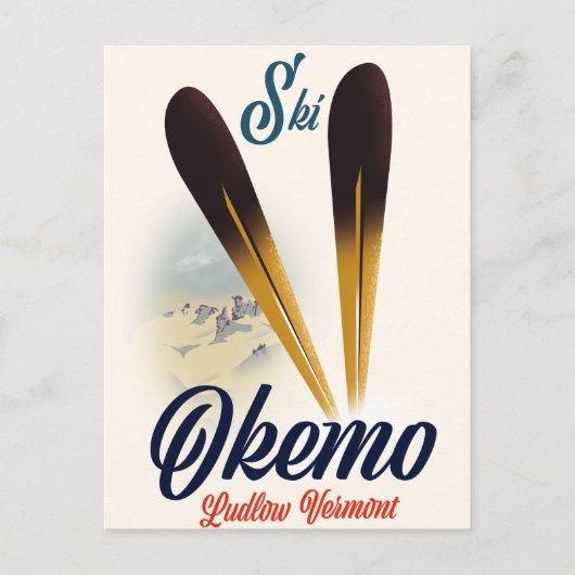 Okemo Ludlow Vermont Skiposter Postkarte (Vorderseite)