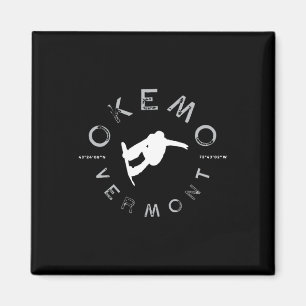 Okemo Mountain Vermont Grafik Vintage Snowboard T Magnet