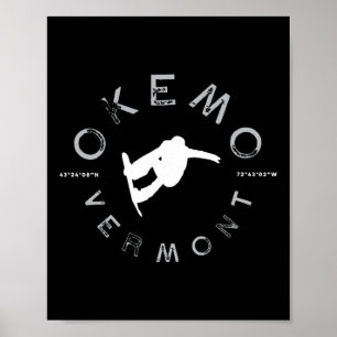 Okemo Mountain Vermont Grafik Vintage Snowboard T Poster