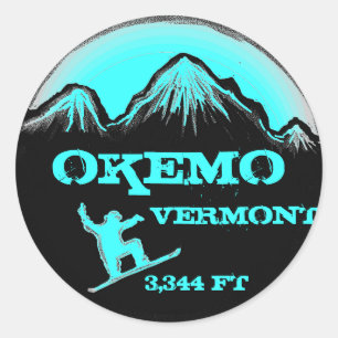 Okemo Vermont aquamarine Snowboard-Kunstkleber Runder Aufkleber
