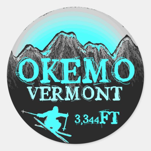Okemo Vermont Aufkleber für aquamarine Skitouren (Vorderseite)