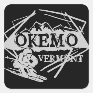 Okemo Vermont dunkle Bergskitosticker Quadratischer Aufkleber