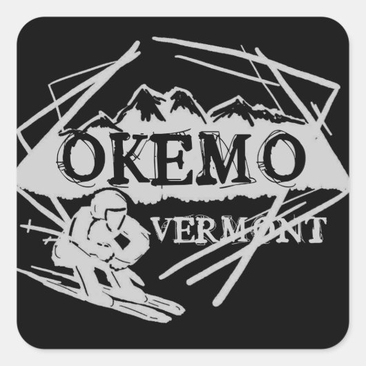 Okemo Vermont dunkle Bergskitosticker Quadratischer Aufkleber (Vorderseite)