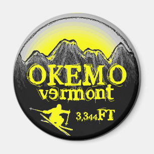 Okemo Vermont Gelber Ski-Kunsthochmagnet Magnet