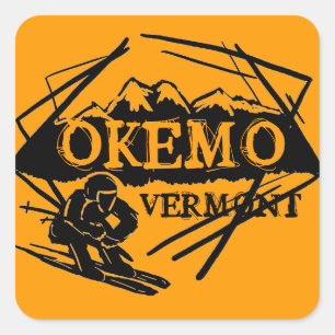 Okemo Vermont Orangenkissen Quadratischer Aufkleber