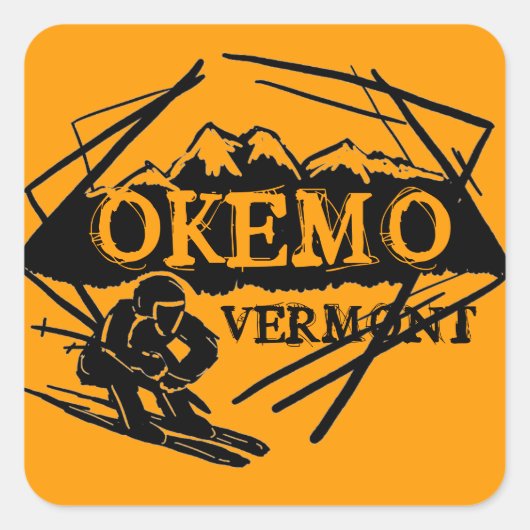 Okemo Vermont Orangenkissen Quadratischer Aufkleber (Vorderseite)