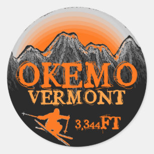 Okemo Vermont Orangenkitzel Runder Aufkleber
