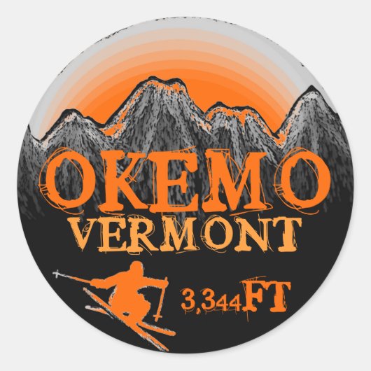 Okemo Vermont Orangenkitzel Runder Aufkleber (Vorderseite)