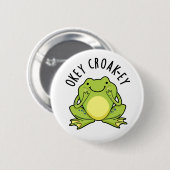 Okey Croak-ey Funny Frog Pub Button (Vorne & Hinten)
