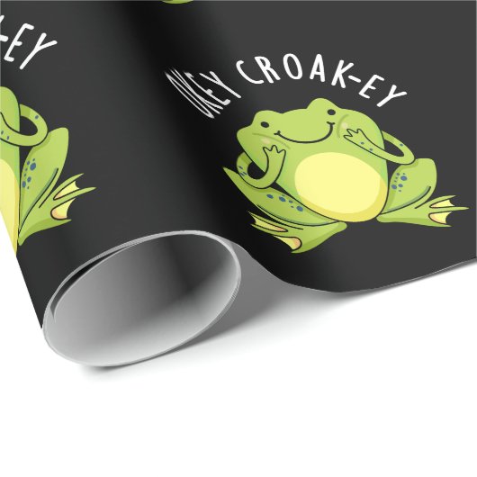 Okey Croak-ey Funny Frog Pun Dark BG Geschenkpapier (Rolleneckpunkt)