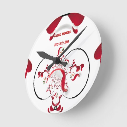 Oki Dokie Santa! Runde Wanduhr (Winkel)