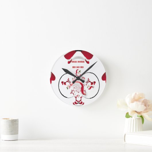 Oki Dokie Santa! Runde Wanduhr (Zuhause)