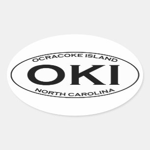 OKI - Ocracoke Insel-Oval-Logo Ovaler Aufkleber