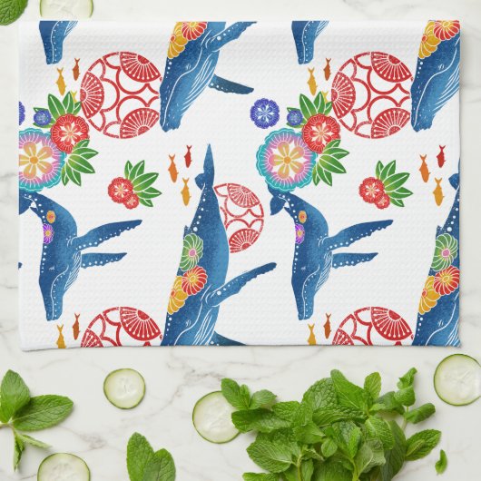 Okianawan-Bingata-Muster Geschirrtuch (Gefaltet)