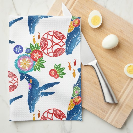 Okianawan-Bingata-Muster Geschirrtuch (Viertel Falte)