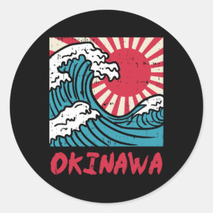 Okinawa Great Wave Kanigawa Japan Japanese Martial Runder Aufkleber
