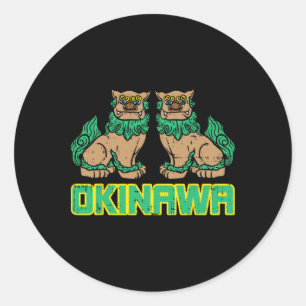 Okinawa Guardian Lion Shisa Japan Martial Runder Aufkleber