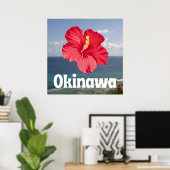 Okinawa Landschaftliche Aussicht und Hibiskus Poster (Heimbüro)