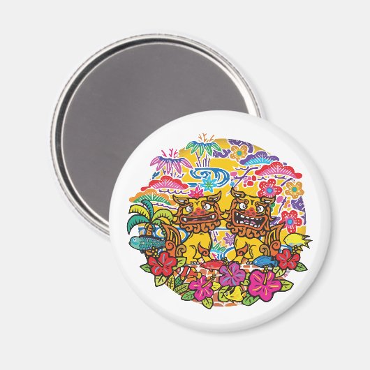 Okinawa Shisa シ 沖 Shisa Magnet 縄 (Vorderseite/Rückseite)