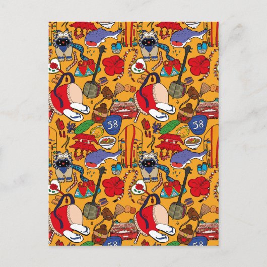 Okinawa Thema uchina Illustration Postcard 沖 縄 Postkarte (Vorderseite)