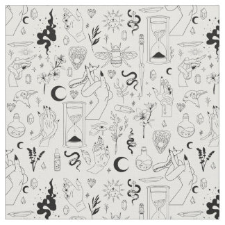 okkult mystisch esoterisch Hexerei Kristalle weiß Stoff