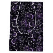 Okkulter gotischer Mond und Pentagramme Mittlere Geschenktüte (Rückseite)