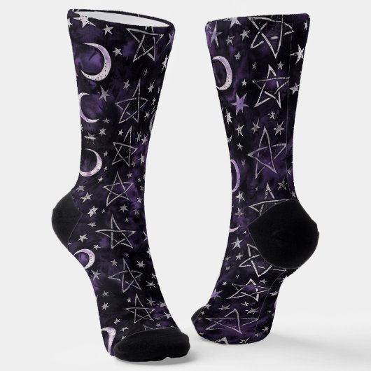 Okkulter gotischer Mond und Pentagramme Socken (Gewinkelt)