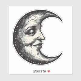 Okkulter Gotischer Viktorianischer Mond mit Gesich Aufkleber