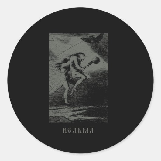 Okkulter Russischer Hexe Baba Jaga Slavic Horror G Runder Aufkleber (Vorderseite)