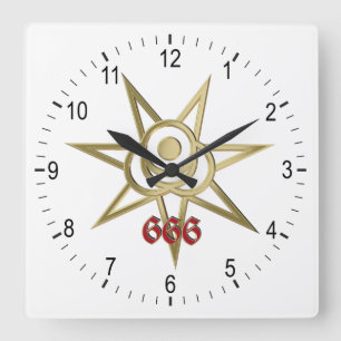 Okkulter Septagramm Quadratische Wanduhr