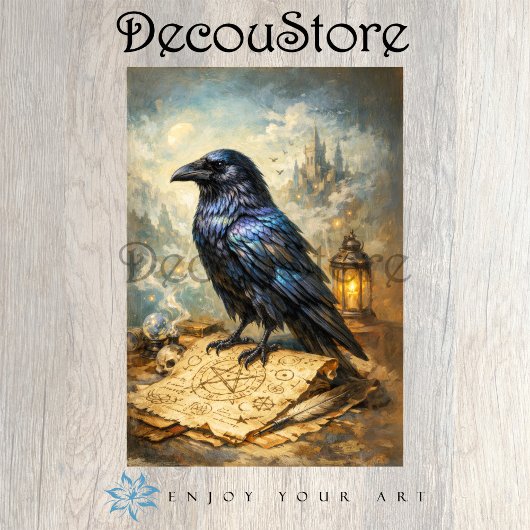 Okkultes Raben-Dekoupage Seidenpapier