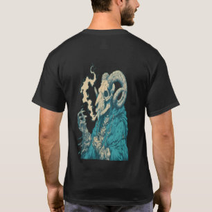 Okkultes rauchendes Widder-Schädel-Dunkel-Comic-Gr T-Shirt