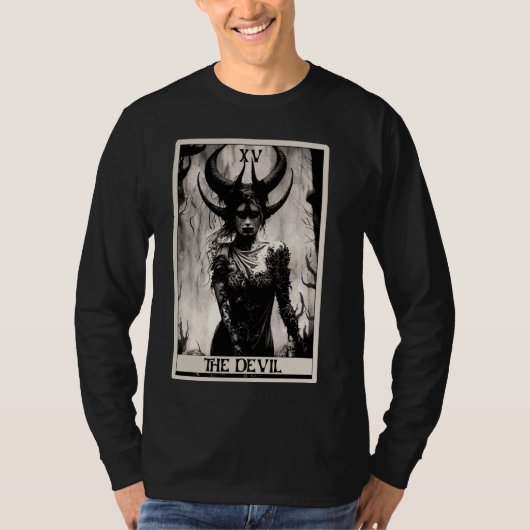 Okkultistische Dunkle Kunst Horror The Devil Tarot T-Shirt (Vorderseite)
