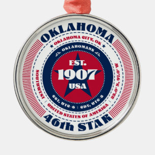 Oklahoma 46. Weihnachtsbaumkugeln des Staates Ornament Aus Metall
