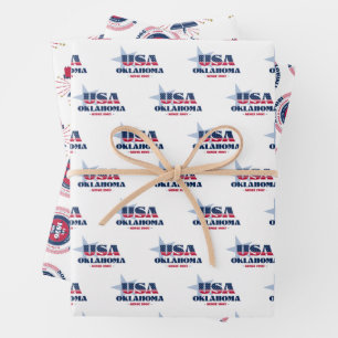 Oklahoma, 50 Staaten, Liberty Bell Geschenkpapier Set