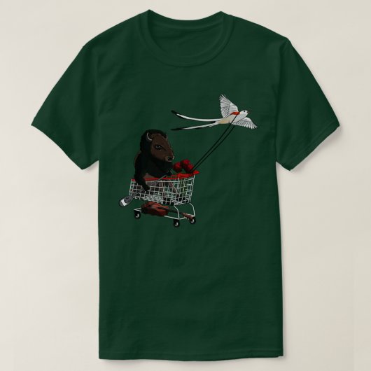 Oklahoma Adventure mit Bison and Scissortail T-Shirt (Design vorne)