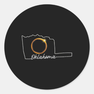 Oklahoma April 8 Total Solar Eclipse US Karte Insg Runder Aufkleber