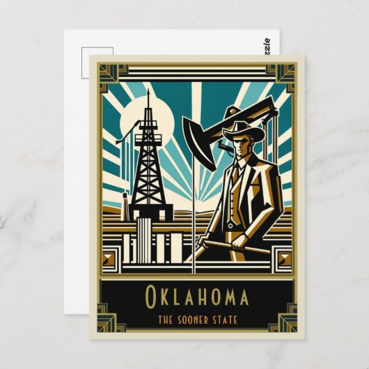 Oklahoma | Art Deco Postkarte (Vorne/Hinten)