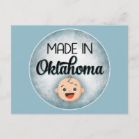 Oklahoma Baby Funny Blue New Boy Postcard