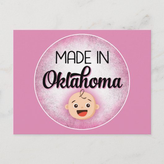 Oklahoma Baby Funny Pink New Girl Postcard Postkarte (Vorderseite)