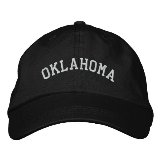 Oklahoma bestickt, verstellbar, schwarz bestickte kappe (Vorderseite)