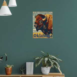 Oklahoma Bison Vintag Poster
