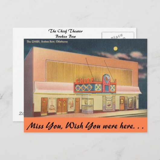 Oklahoma, Cheftheater, gebrochener Bow Postkarte (Vorne/Hinten)