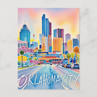 Oklahoma City Aquarell-Himmel-Linie Postkarte