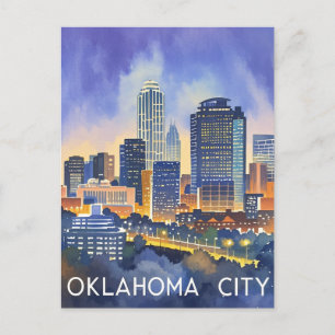 Oklahoma City Aquarell-Silhouette Postkarte